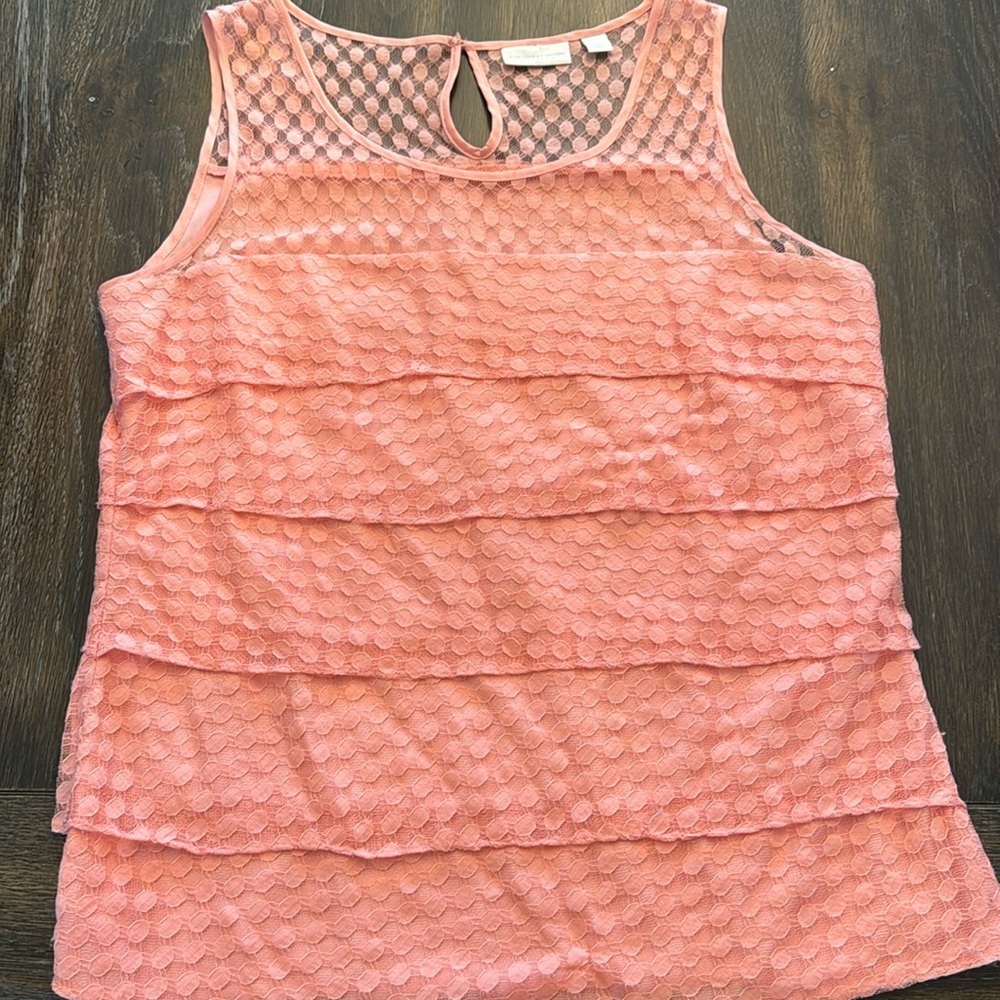 🔴 New York & CO SLEEVELESS MESH TIERED TOP SIZE MEDIUM